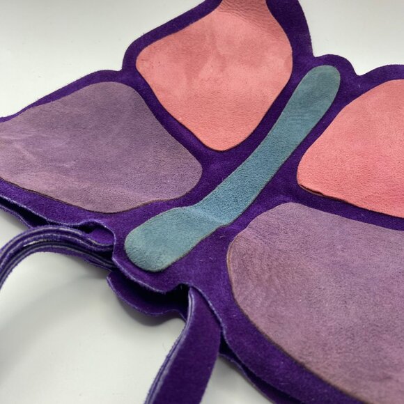 Vintage All Suede Leather Butterfly Purse Mark Cross England Brand 50's to 70's - Picture 11 of 14